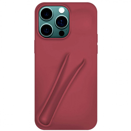 Силикон BEAUTY с отделом под помаду для iPhone 16 PRO MAX (2024) бордовый