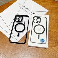 MAGNETIC clear case /magsafe/защита камеры/ для iPhone 15 PRO (2023) черный