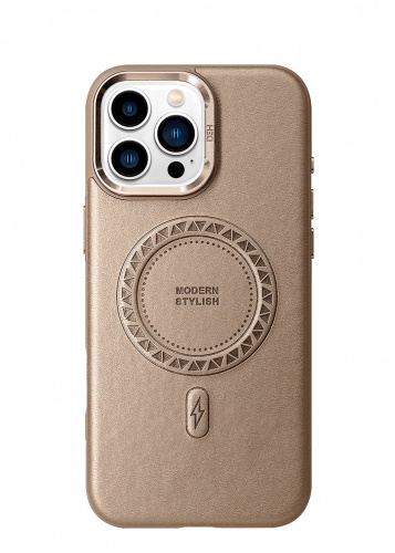 HDD MODERN LUX Чехол c Magsafe 2 в1 /эко кожа, подставка/ для iPhone 15 PRO MAX десерт титаниум