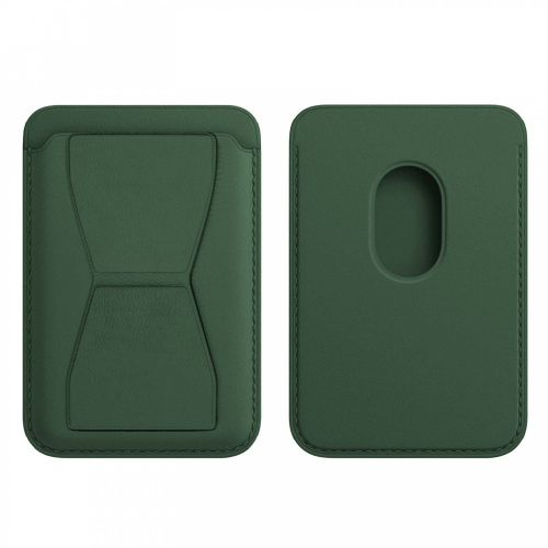 CARD HOLDER_магнитный держатель для карт с подставкой_кожаный_Magsafe Apple_зеленая сосна_05