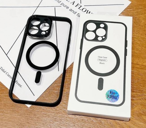 MAGNETIC clear case /magsafe/защита камеры/ для iPhone 12 PRO 6.1" (2020) черный