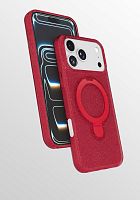 Силикон с блестками FixStyle с подставкой кольцо для iPhone 17 PRO (6.3") 2025 бордовый