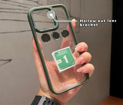 Силикон Lens Case со стеклом на камеру/линзы для iPhone 15 темно-зеленый