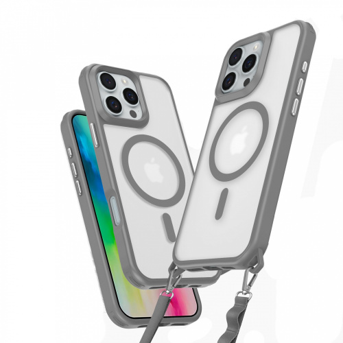 SkyArmor КRUЧЕ с креплением под шнурок,magsafe для iPhone 15 PRO серый SkyArmor КRUЧЕ с креплением под шнурок,magsafe для iPhone 15 PRO серый