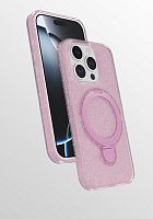 Силикон с блестками FixStyle с подставкой кольцо для Samsung S26 Ultra (2026) розовый