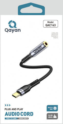 Qayan QAC-163 Кабель-адаптер Type C - AUX, 1,5м черный