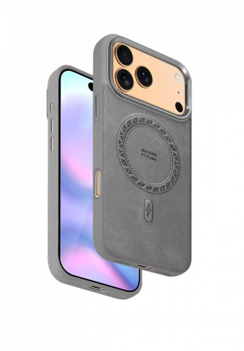 HDD MODERN LUX Чехол c Magsafe 2 в1 /эко кожа, подставка/ для iPhone 17 PRO серый титан