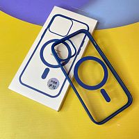 MAGNETIC clear case /magsafe/ для iPhone 15 PRO MAX (2023) темно-синий