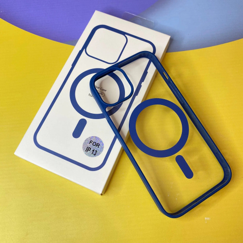 MAGNETIC clear case /magsafe/ для iPhone 15 PRO (2023) темно-синий