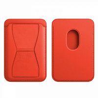 CARD HOLDER_магнитный держатель для карт с подставкой_кожаный_Magsafe Apple_красный_14