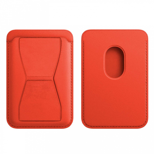 CARD HOLDER_магнитный держатель для карт с подставкой_кожаный_Magsafe Apple_красный_14
