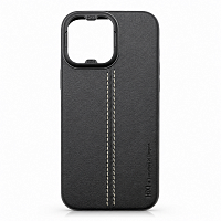 HDD UNIQUE Кожаный чехол-накладка для iPhone 15 PRO MAX черный