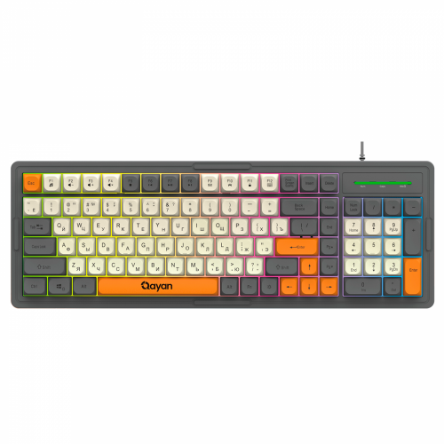 Qayan QKB-400 Клавиатура мембранная, проводная, игровая, русская/английская Qayan QKB-400 Клавиатура мембранная, проводная, игровая, русская/английская