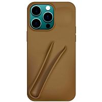 Силикон BEAUTY с отделом под помаду для iPhone 15 PRO MAX (6.7") 2023 коричневый