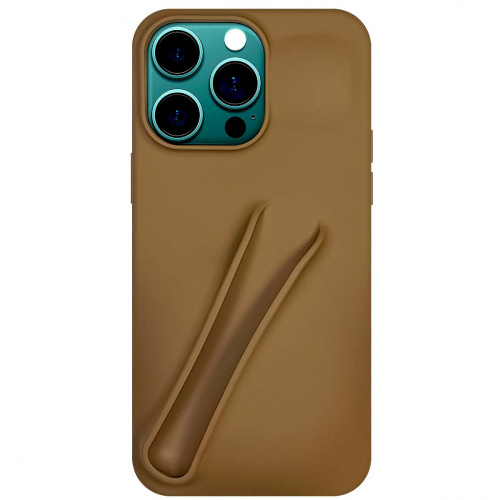 Силикон BEAUTY с отделом под помаду для iPhone 16 PRO MAX (2024) коричневый