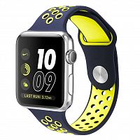 Ремешки NIKE BAND 42_44_45_49мм (силикон) 26_темно-синий & салатовый