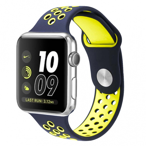 Ремешки NIKE BAND 42_44_45_49мм (силикон) 26_темно-синий & салатовый