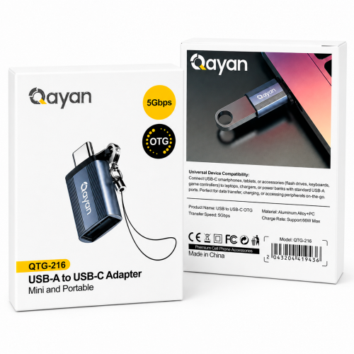 Qayan OTG-216 Переходник OTG USB → Type-C, черный фото 2