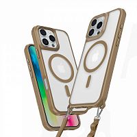 SkyArmor КRUЧЕ с креплением под шнурок,magsafe для iPhone 16 PRO коричневый