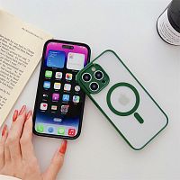 MAGNETIC clear case /magsafe/защита камеры/ для iPhone 12 6.1" (2020) темно-зеленый