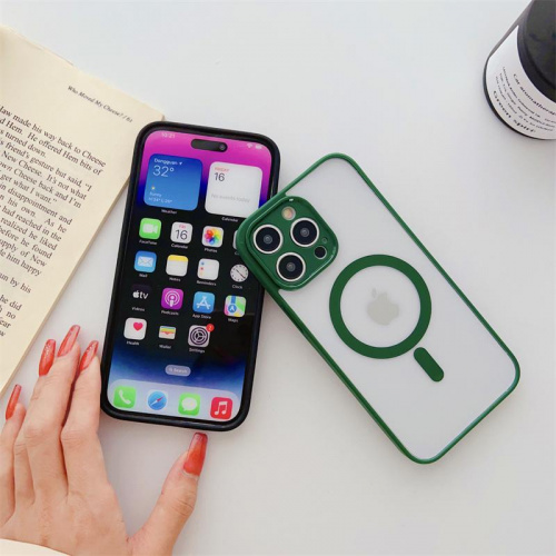 MAGNETIC clear case /magsafe/защита камеры/ для iPhone 12 6.1" (2020) темно-зеленый