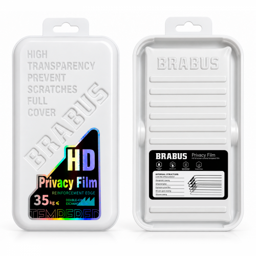 BRABUS стекло антишпион для iPhone 17 AiR (6.5") 2025 с установочным комплектом, черный