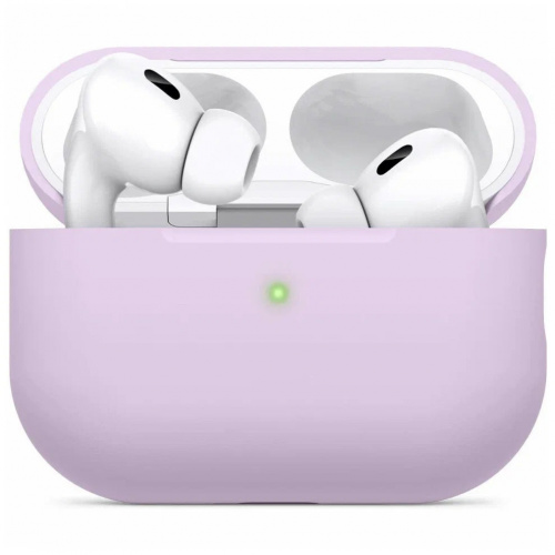 Чехол кожаный для AirPods PRO 2 со шнурком, сиреневый