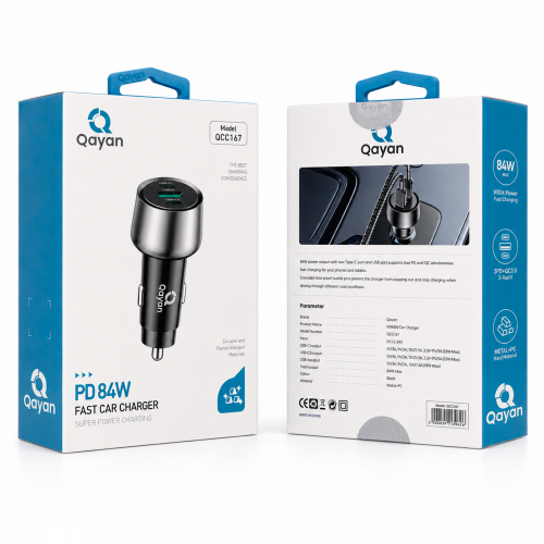 Qayan QCC-167 Автомобильное зарядное устройство 3×USB, 84W, черный фото 3