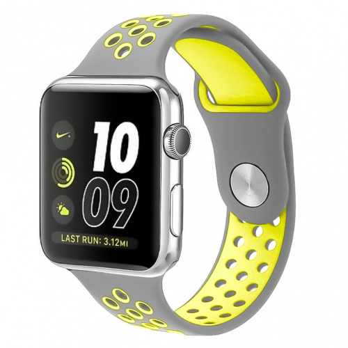 Ремешки NIKE BAND 42_44_45_49мм (силикон) 21_серый & салатовый