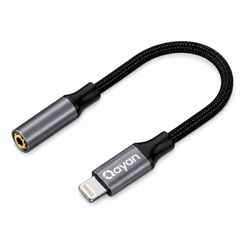 Qayan QAC-198 Переходник для наушников,Aux-Lightning,Bluetooth.защитa от изгиба,120см,3,5mm, черный
