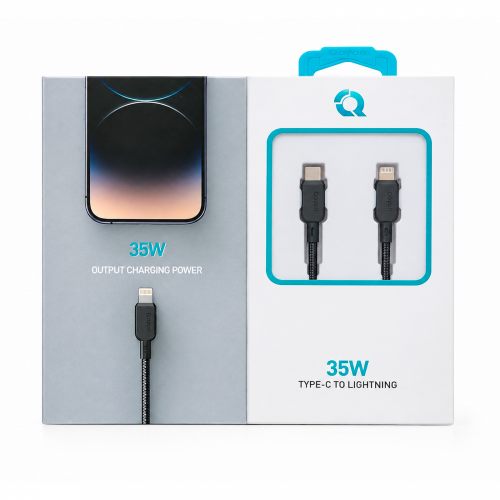 Qayan QCB-147 Плетеный кабель Type-C & iPhone Lightning 1,2м,35w./Premium/ черный фото 2