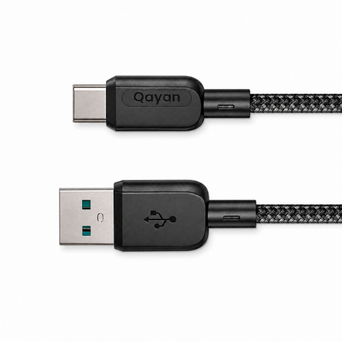 Qayan QCB-190 Плетеный кабель USB & Type-C 1,2м черный