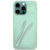 Силикон BEAUTY с отделом под помаду для iPhone 15 (6.1") 2023 голубой