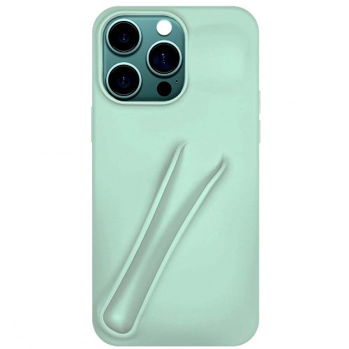 Силикон BEAUTY с отделом под помаду для iPhone 15 (6.1") 2023 голубой