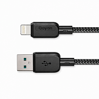 Qayan QCB-191 Плетеный кабель USB & iPhone Lightning 1,2м черный