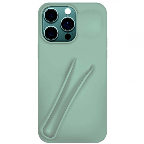 Силикон BEAUTY с отделом под помаду для iPhone 13 PRO (6.1") 2021 бирюзовый