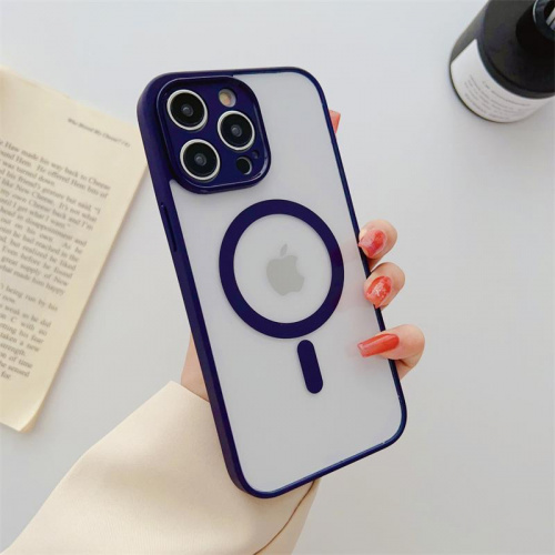 MAGNETIC clear case /magsafe/защита камеры/ для iPhone 14 PRO MAX (6.7") 2022 темно-синий