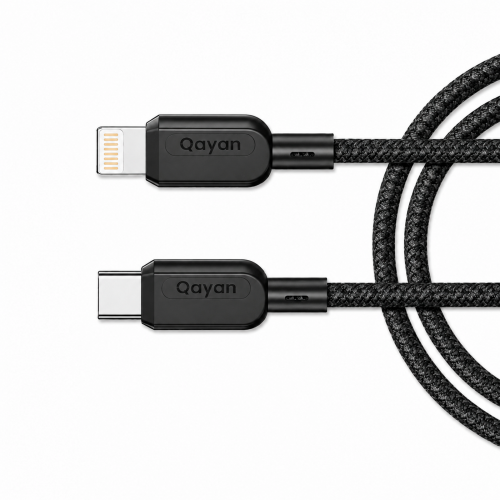 Qayan QCB-193 Плетеный кабель Type-C & Lightning 2.0м черный