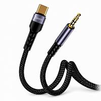 Qayan QAC-160 Кабель AUX-Type C с защитой от намотки.1,5м черный