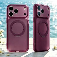 Чехол-накладка "UNUK" SING с magsafe с кольцом для iPhone 17 PRO/18 PRO бордовый