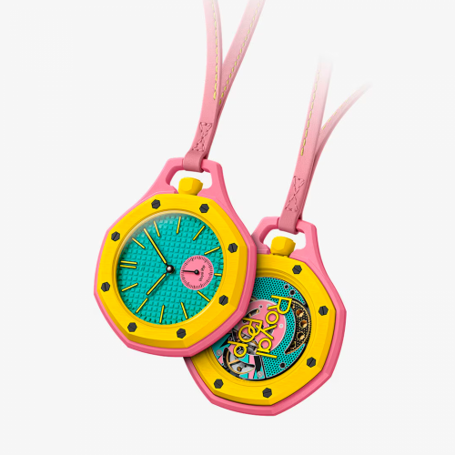 Часы брелок - Swatch X AP Royal Pop (2026) желто-розовый
