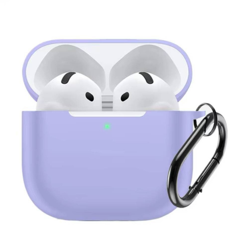 Silicon case Apple AirPods 4 (2024) с карабином (уп.картон) лаванда