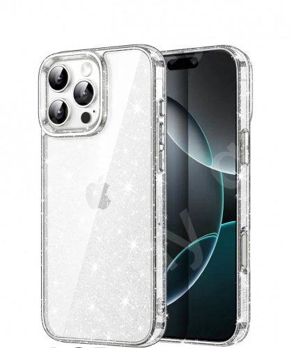 Stardust Silver cиликон прозрачный с блестками для iPhone 16 (6.1") 2024