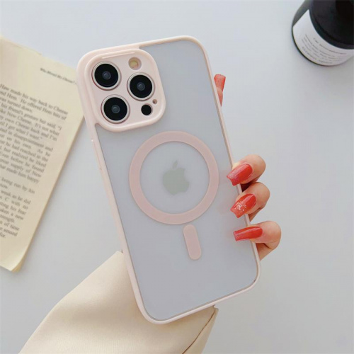 MAGNETIC clear case /magsafe/защита камеры/ для iPhone 12 PRO MAX 6.7" (2020) розовый-песок