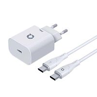 Qayan QHC-102 Блок питания сетевой + (Type-C→Type-C) кабель 1м./ PD3.0 (Type-C) белый