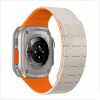 Ремешок силиконовый GRACE для Apple Watch 42_44_45_49мм /застежка_магнит/ упаковка-картон, молочный