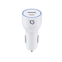 Qayan QCC-107 Автомобильное зарядное устройство с двойным портом Type-C/USB-A (38W), белый