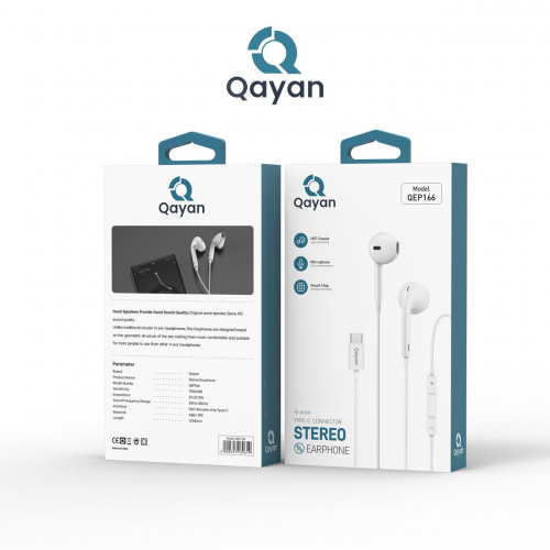 Qayan QEP-166 Наушники EarPods Type-C, белый