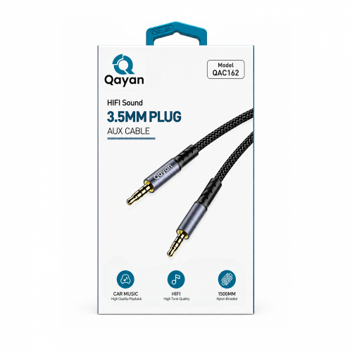 Qayan QAC-162 Кабель-Аудио,AUX .3.5mm,с защитой от намотки.1,5м черный фото 2