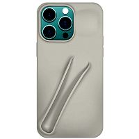 Силикон BEAUTY с отделом под помаду для iPhone 16 PRO MAX (2024) серый